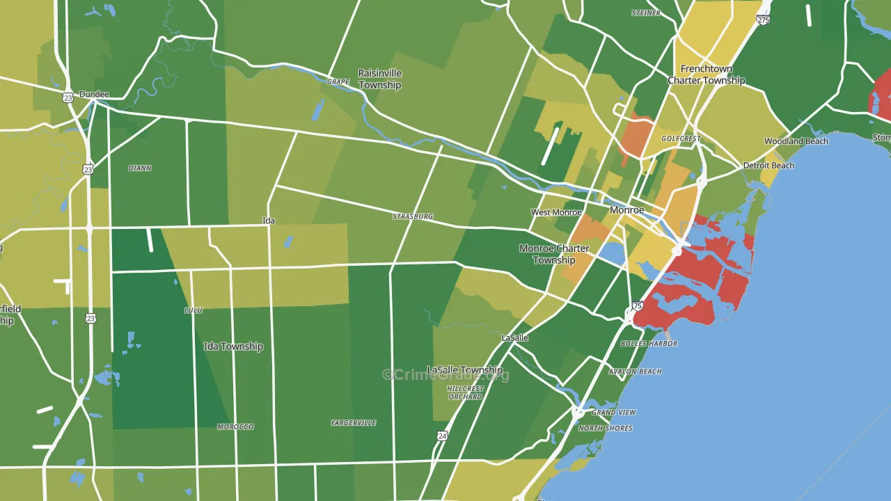 Monroe County, MI Map of Drug-Related Crime Rates