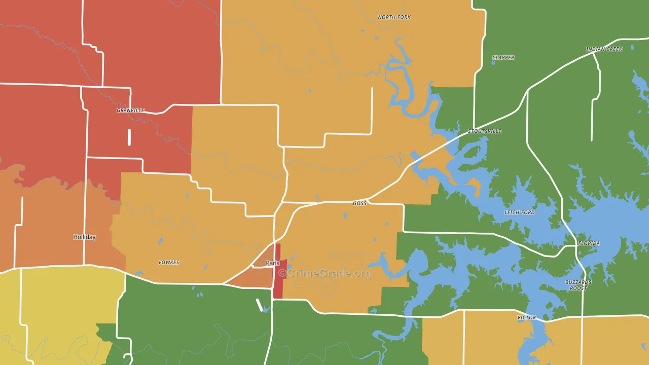 Monroe County, MO Map of Drug-Related Crime Rates