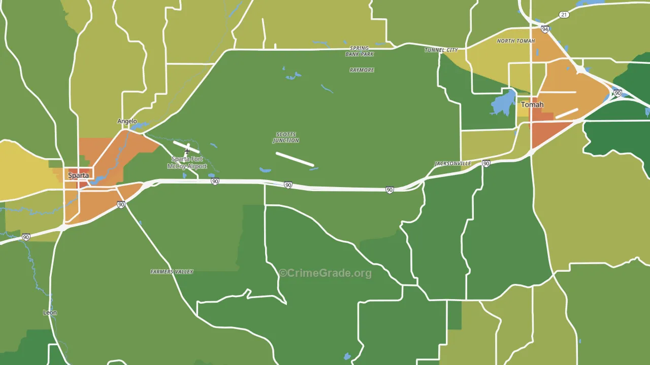 Monroe County, WI Map of Drug-Related Crime Rates