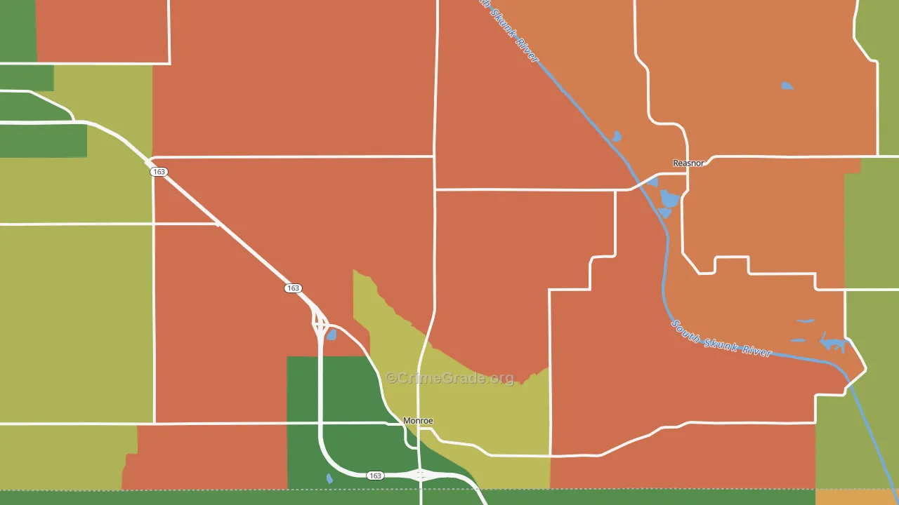 Monroe, IA Map of Drug-Related Crime Rates