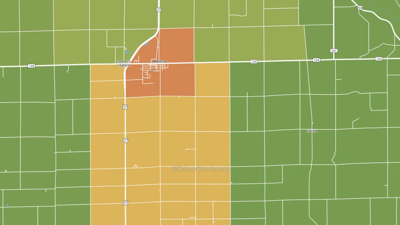Monroe, IN Map of Drug-Related Crime Rates