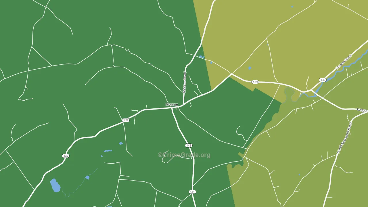 Monroe, ME Map of Drug-Related Crime Rates
