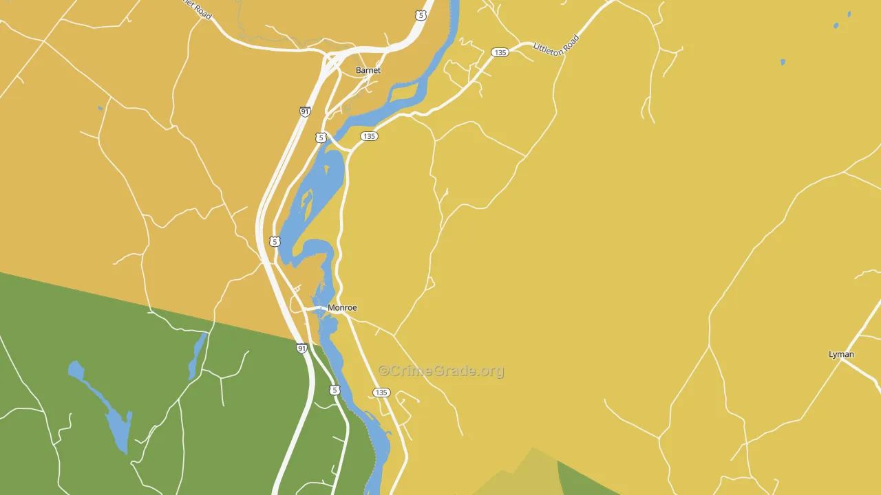 Monroe, NH Map of Drug-Related Crime Rates