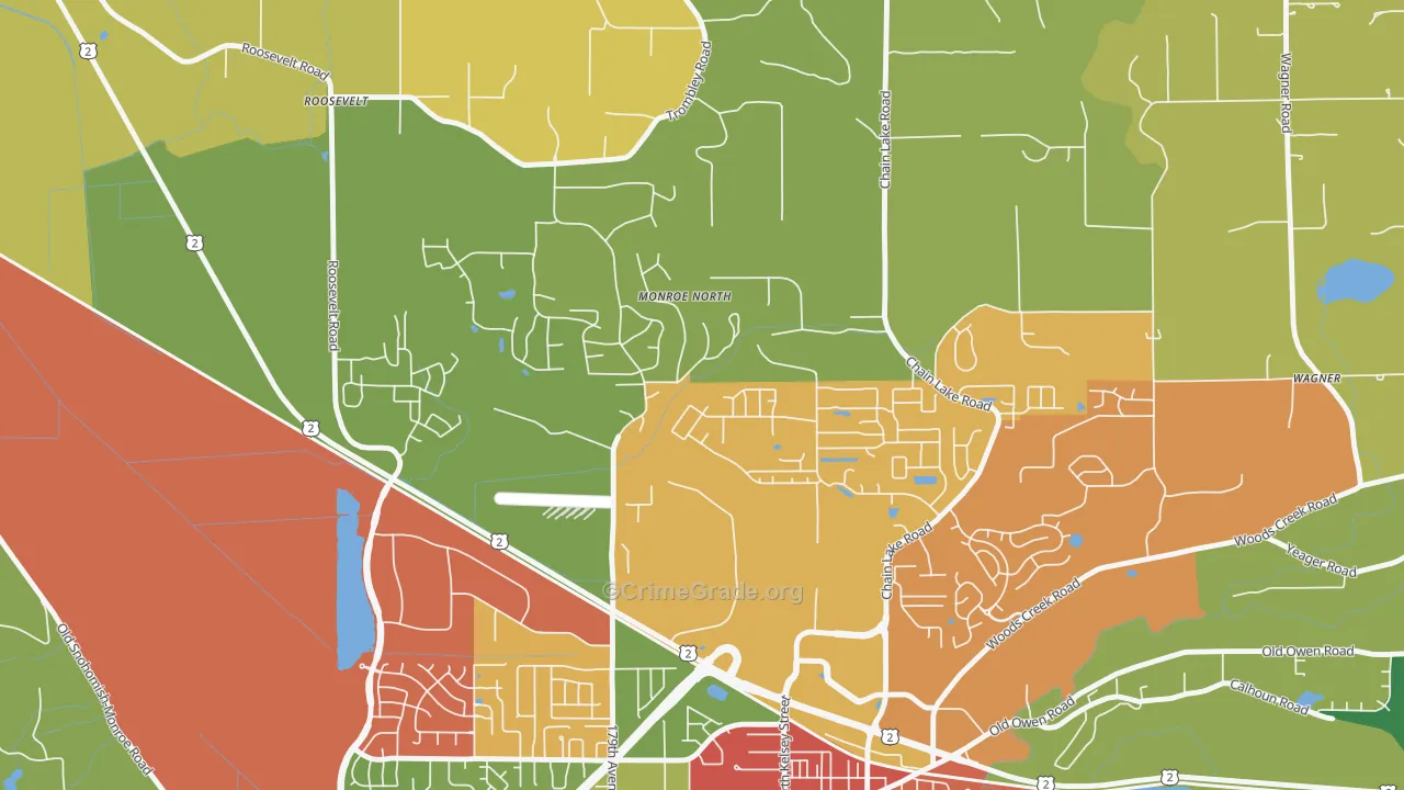 Monroe North, WA Map of Drug-Related Crime Rates