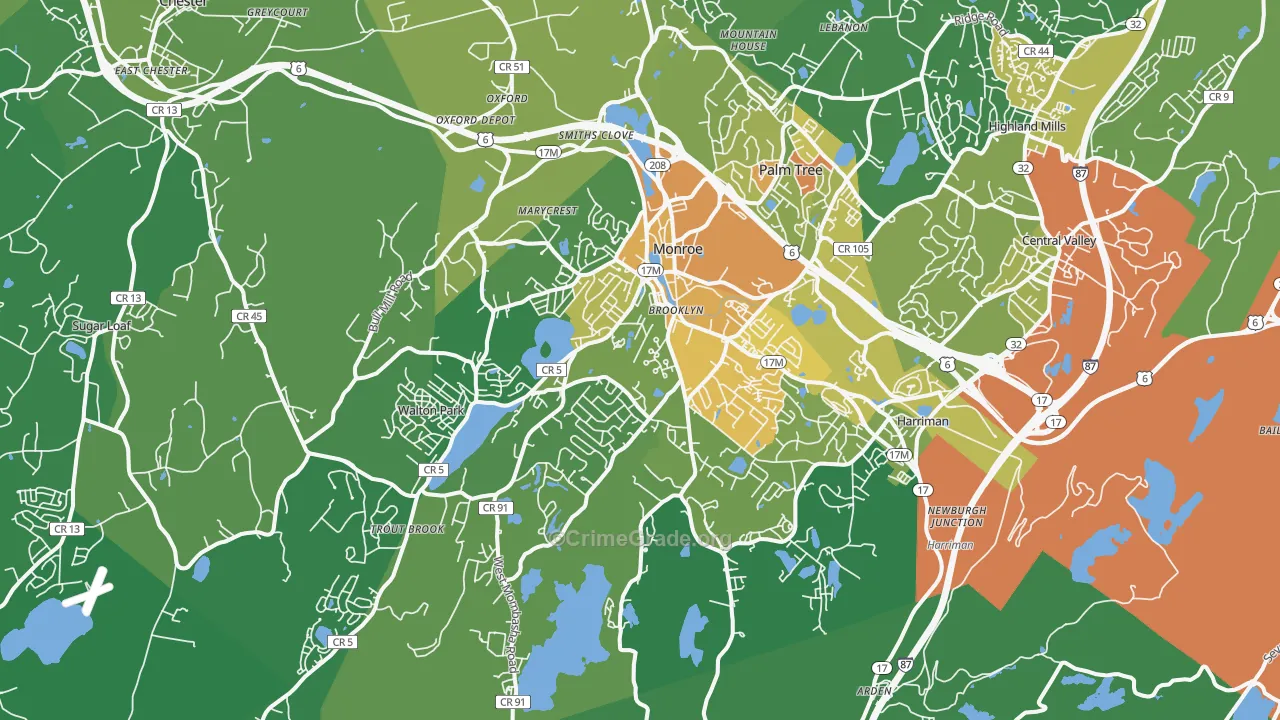 Monroe, NY Map of Drug-Related Crime Rates