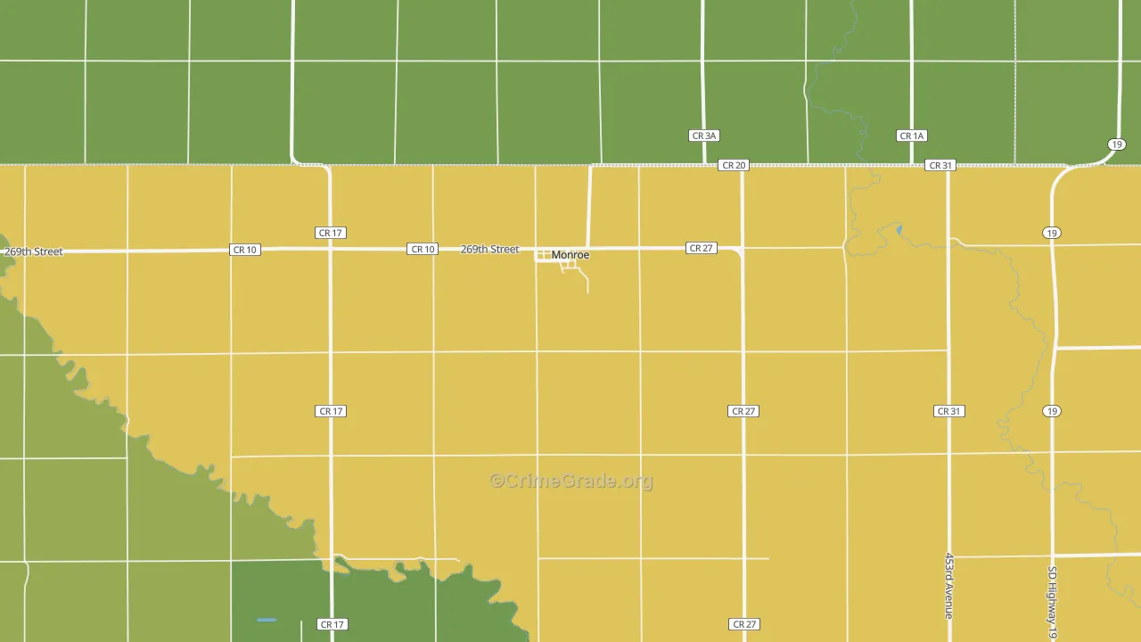 Monroe, SD Map of Drug-Related Crime Rates
