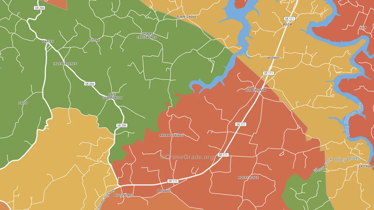 Monroe, TN Map of Drug-Related Crime Rates