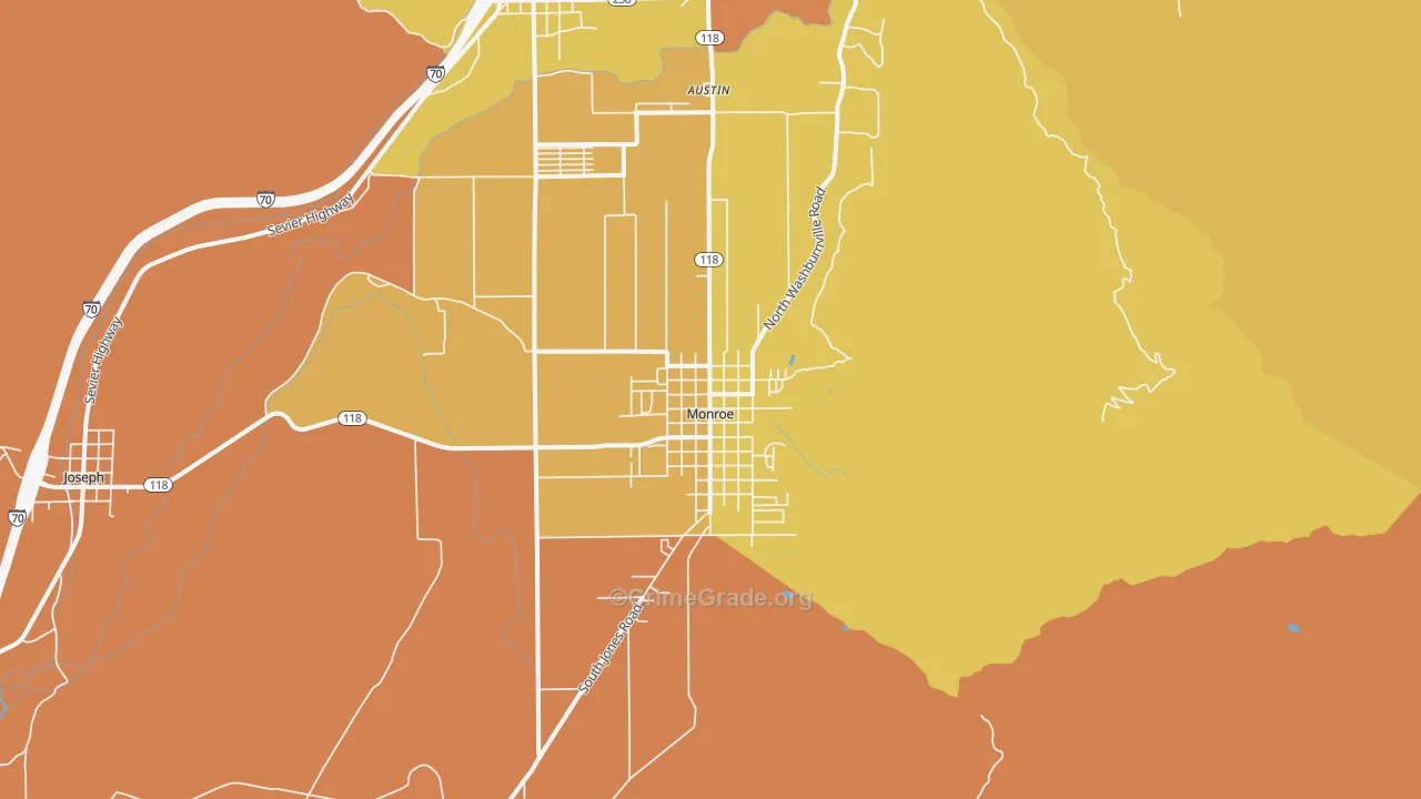 Monroe, UT Map of Drug-Related Crime Rates