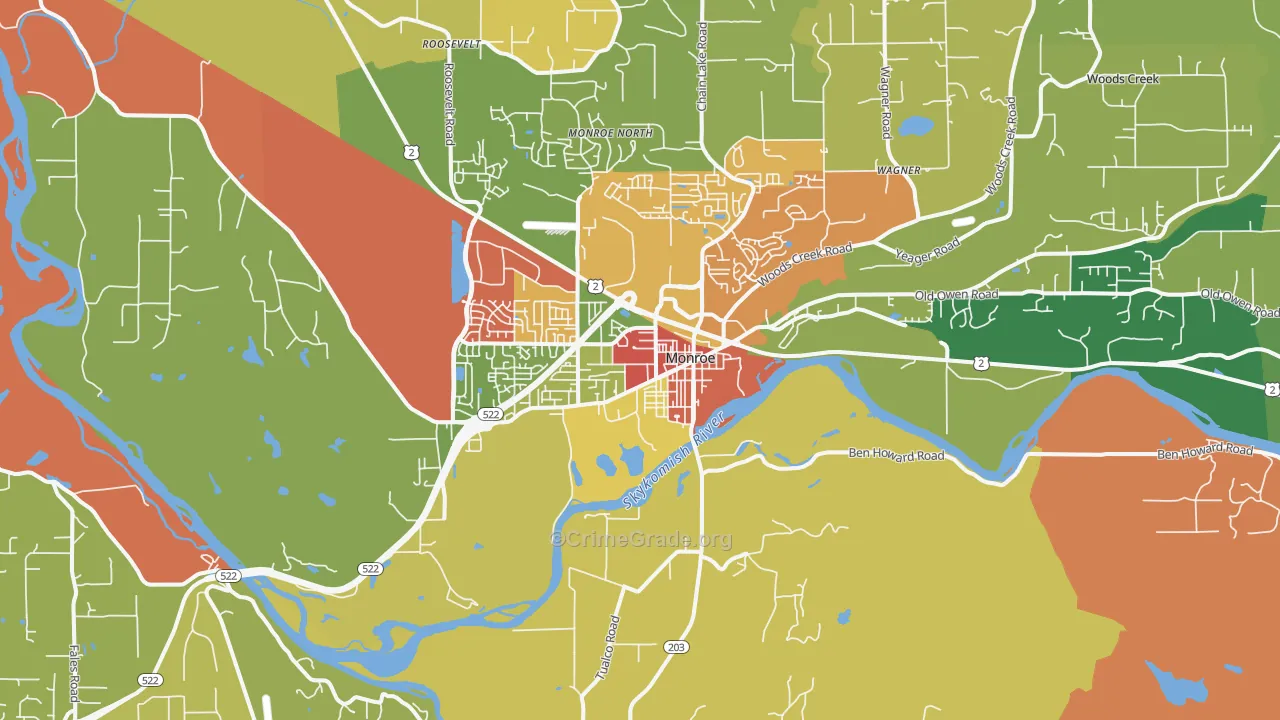 Monroe, WA Map of Drug-Related Crime Rates
