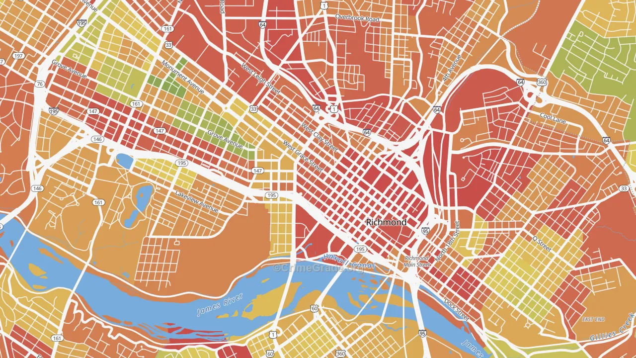 Monroe Ward, Richmond, VA Map of Drug-Related Crime Rates