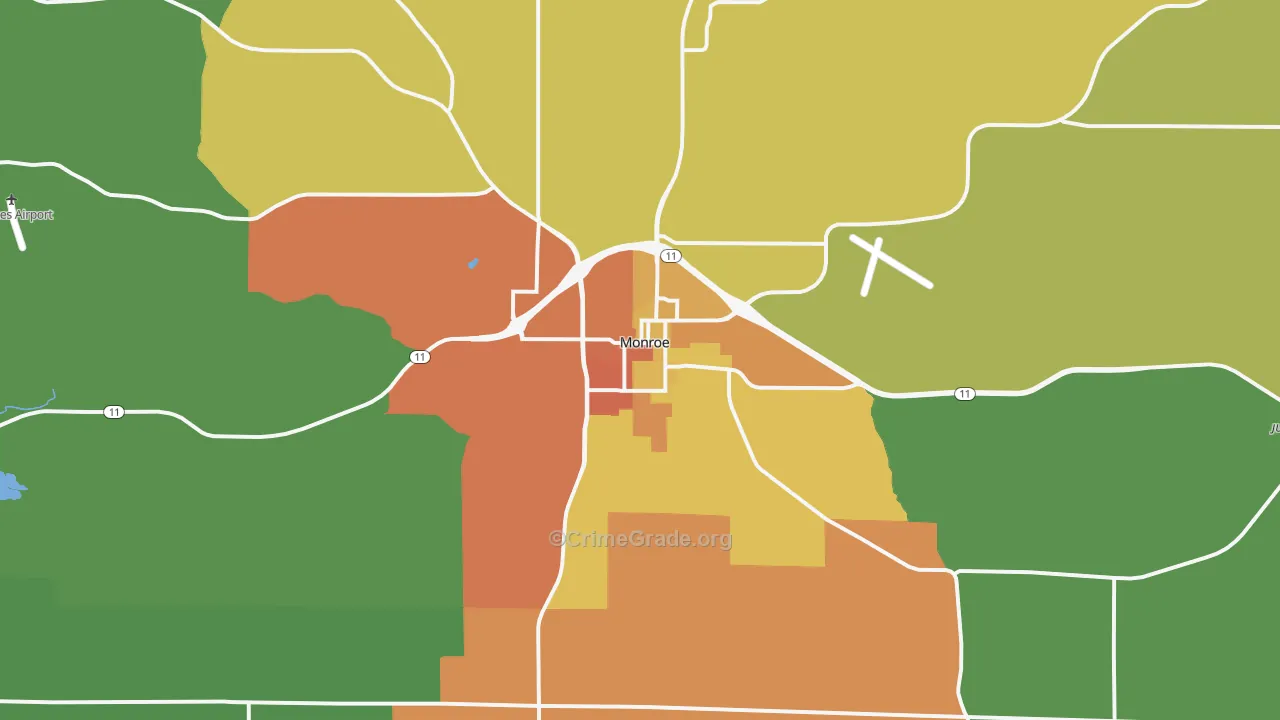 Monroe, WI Map of Drug-Related Crime Rates