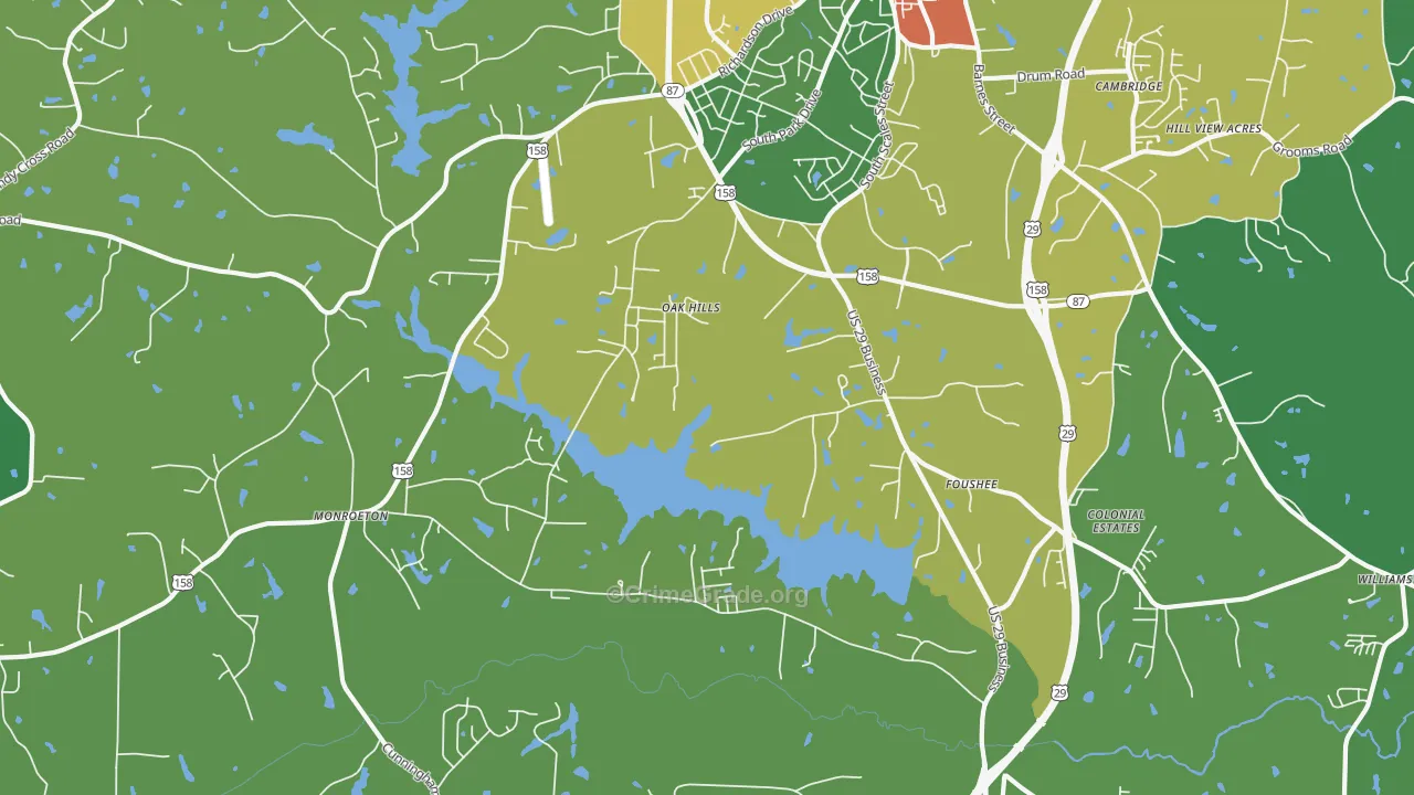Monroeton, NC Map of Drug-Related Crime Rates
