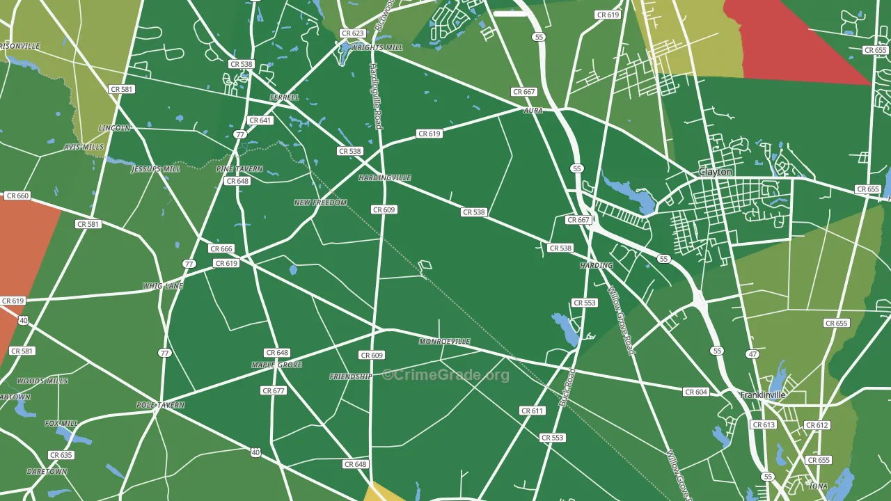 Monroeville, NJ Map of Drug-Related Crime Rates
