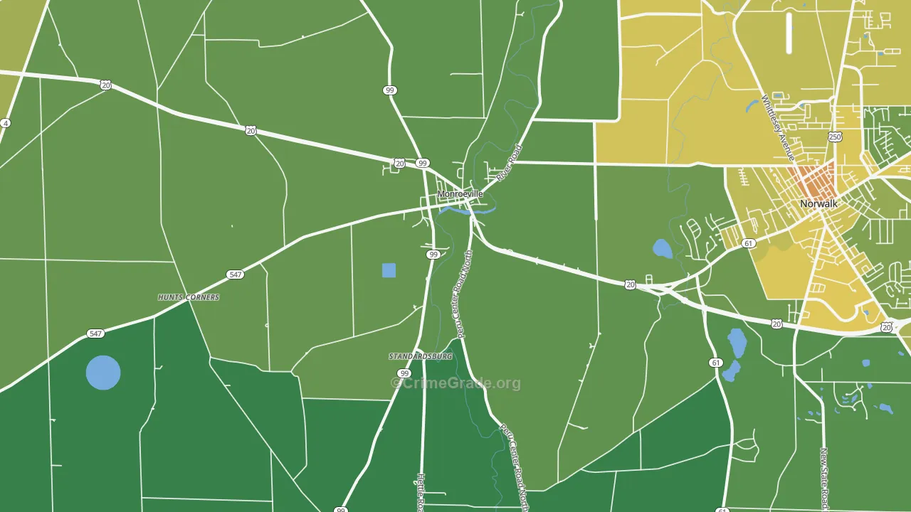 Monroeville, OH Map of Drug-Related Crime Rates