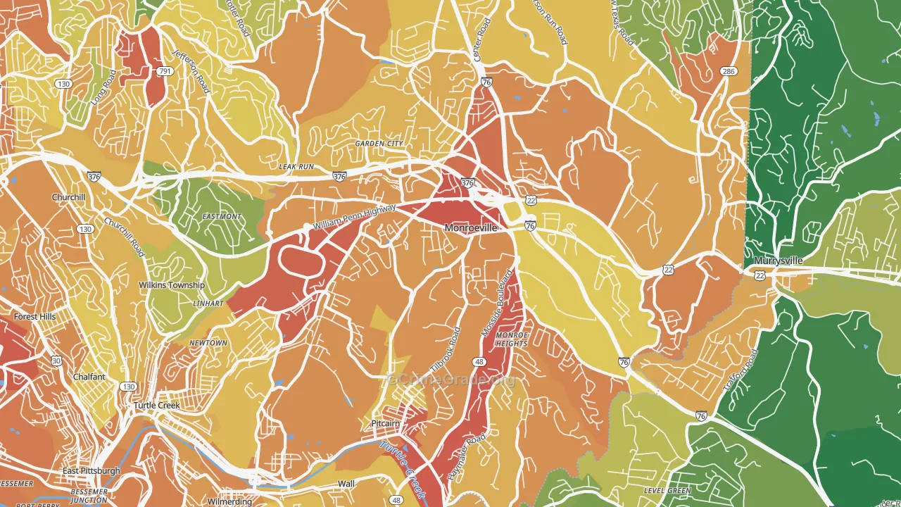 Monroeville, PA Map of Drug-Related Crime Rates