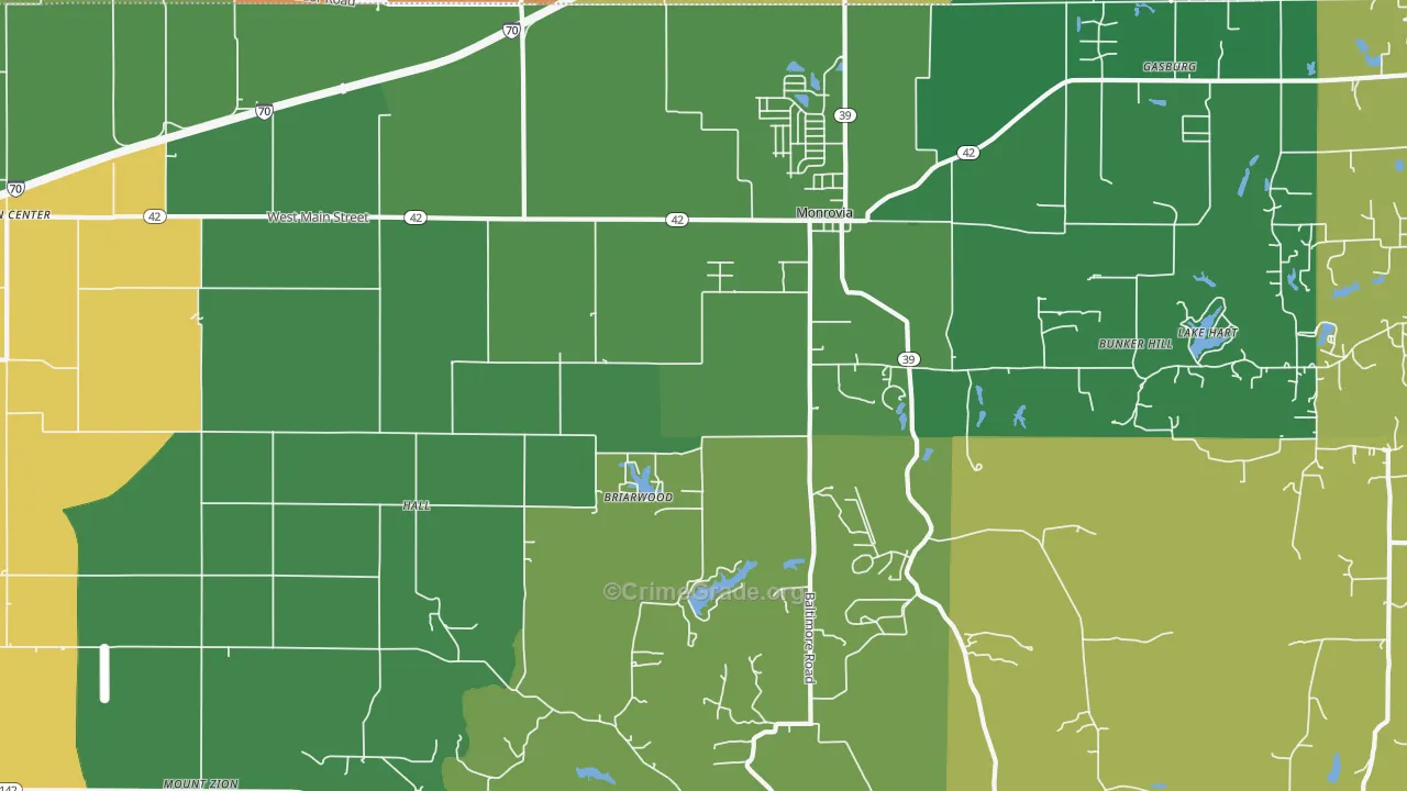 Monrovia, IN Map of Drug-Related Crime Rates