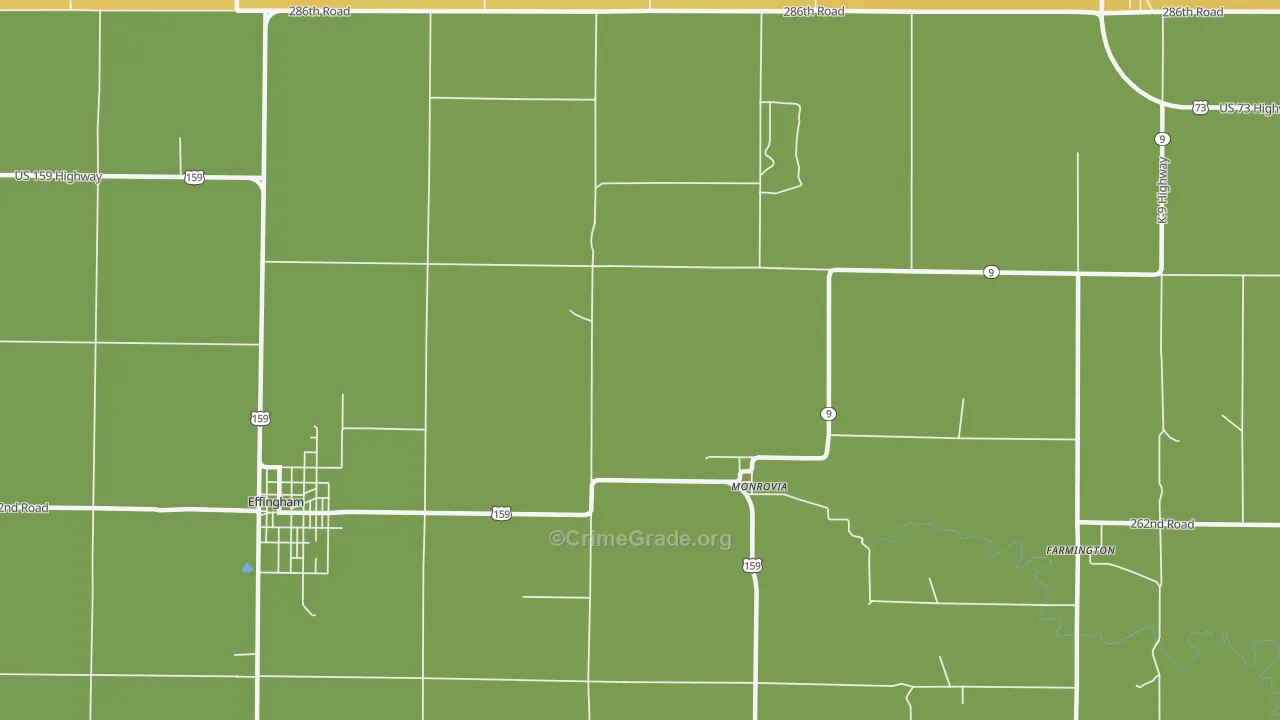 Monrovia, KS Map of Drug-Related Crime Rates