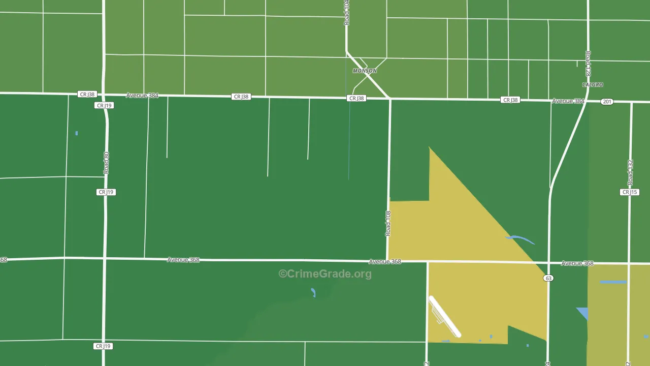 Monson, CA Map of Drug-Related Crime Rates