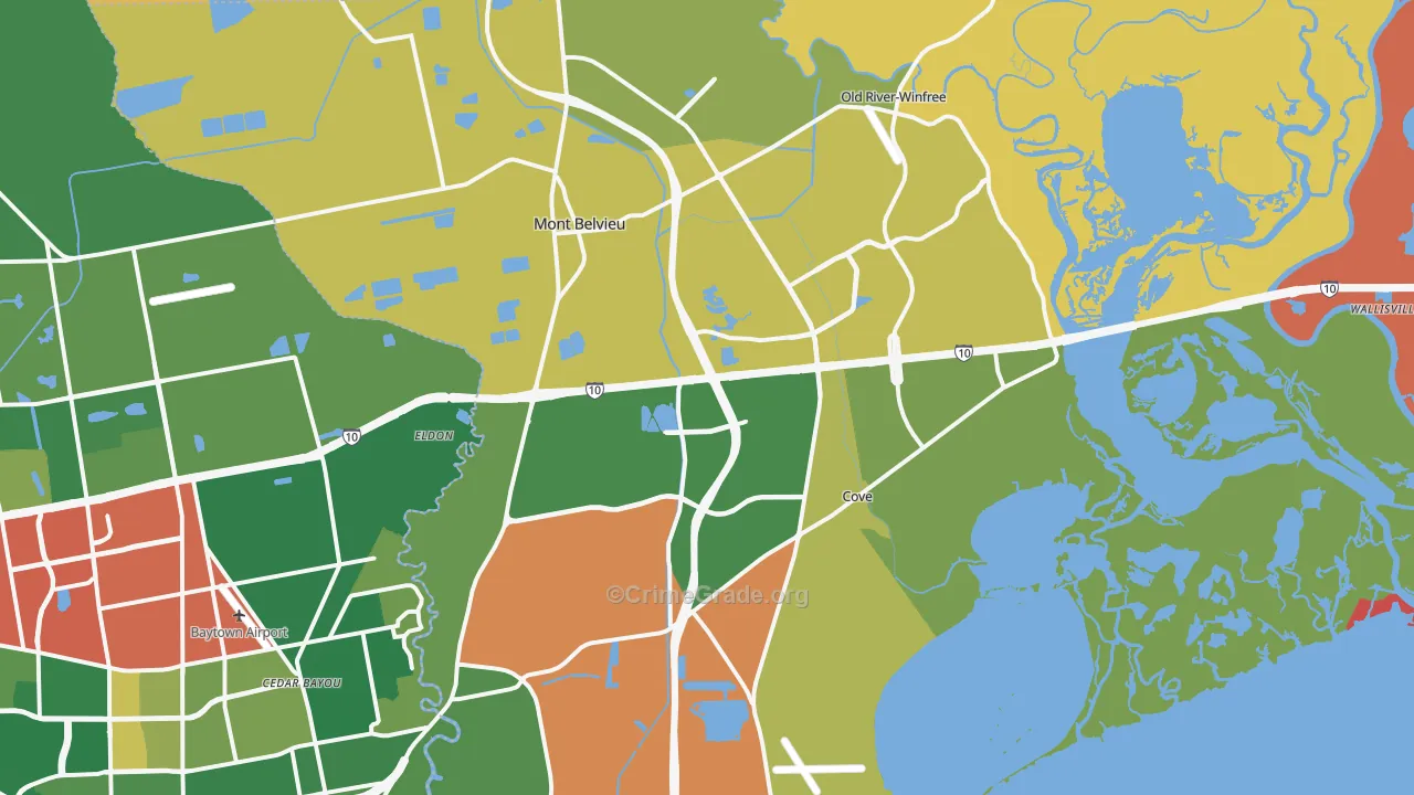 Mont Belvieu, TX Map of Drug-Related Crime Rates