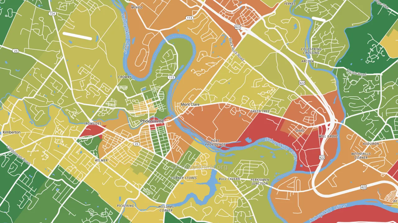 Mont Clare, PA Map of Drug-Related Crime Rates