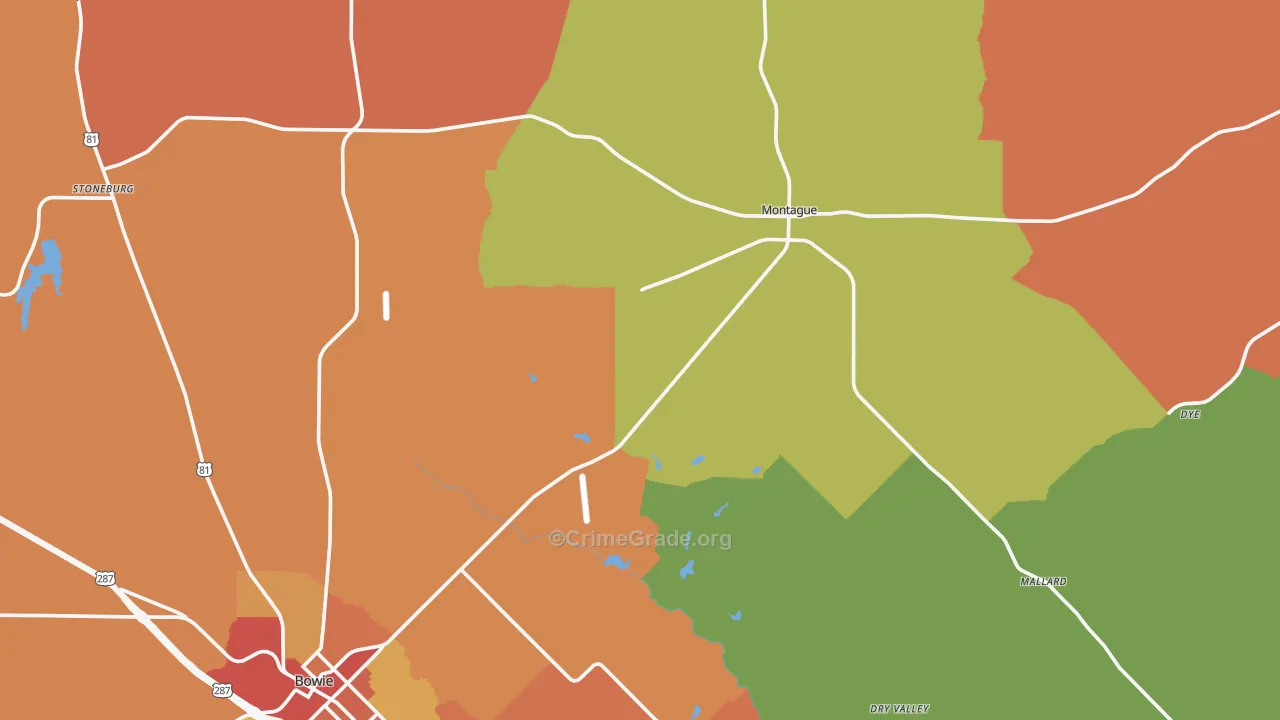 Montague County, TX Map of Drug-Related Crime Rates