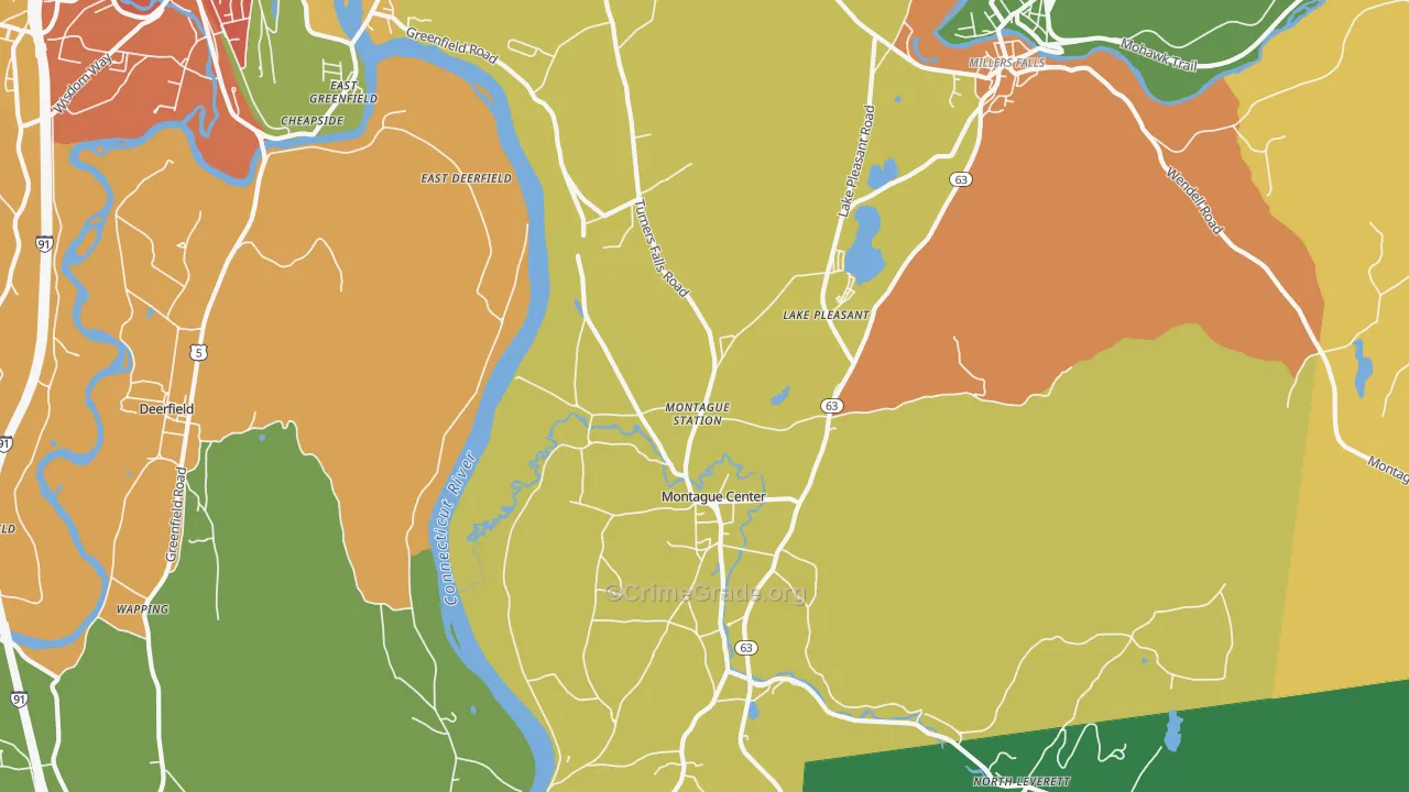 Montague, MA Map of Drug-Related Crime Rates