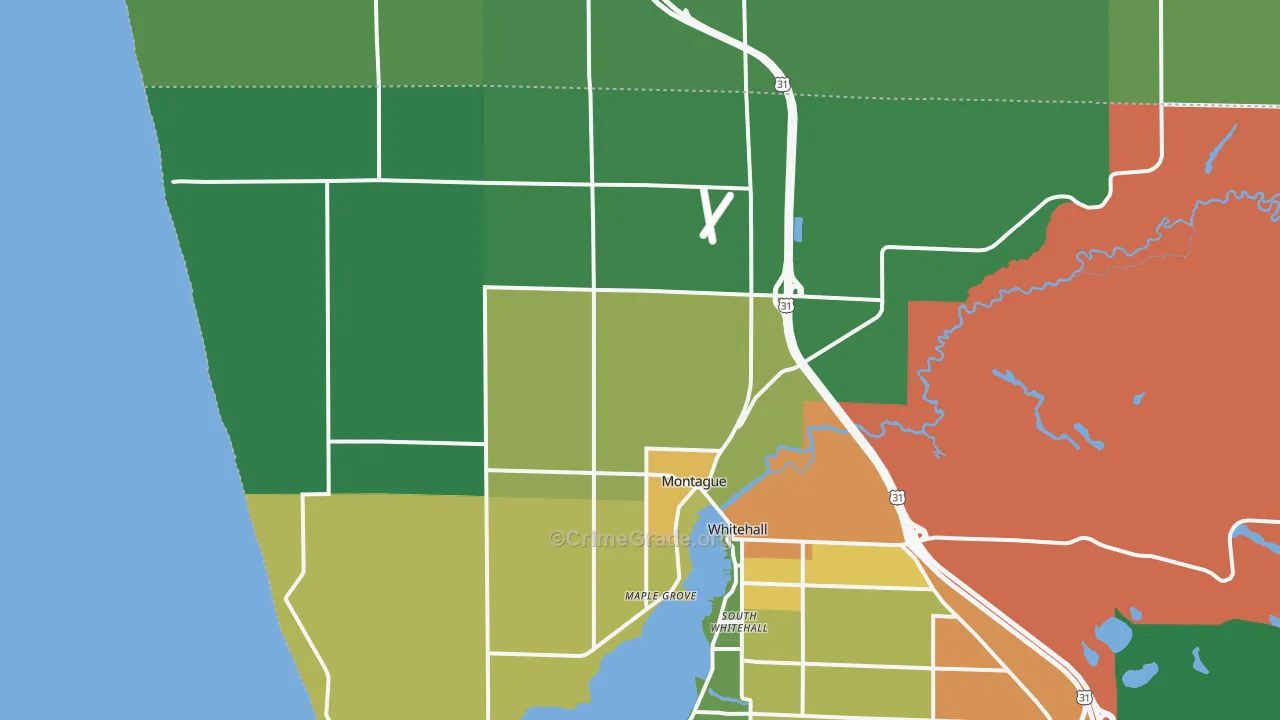 Montague, MI Map of Drug-Related Crime Rates