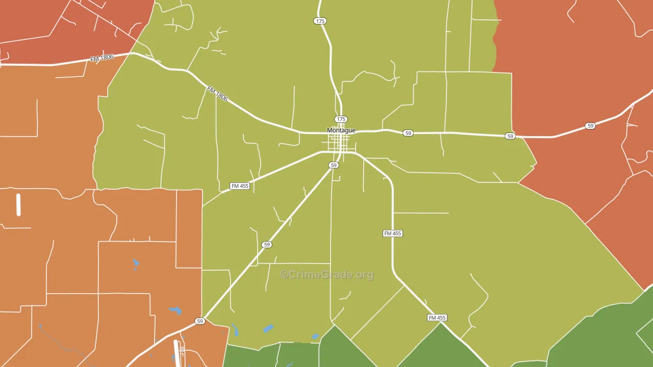Montague, TX Map of Drug-Related Crime Rates