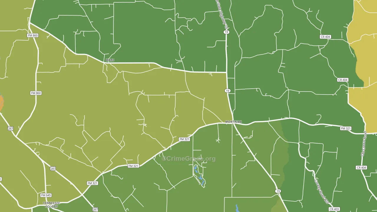 Montalba, TX Map of Drug-Related Crime Rates