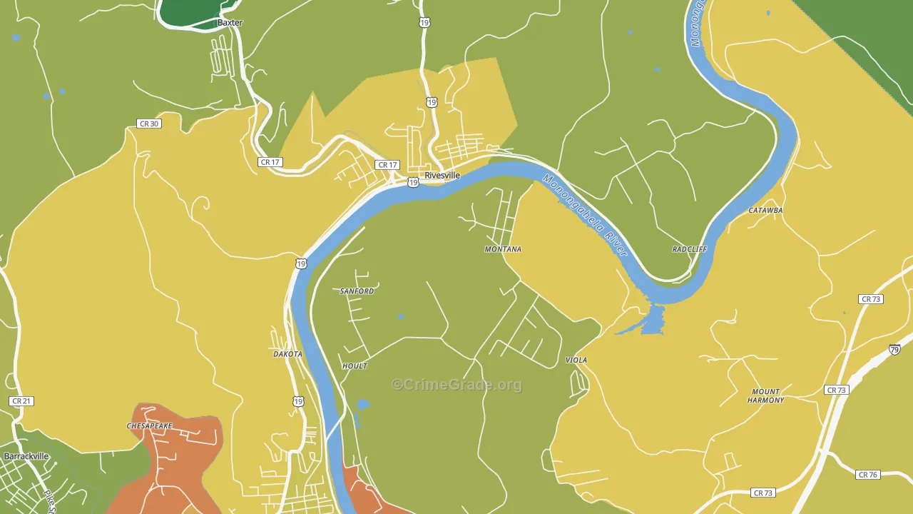 Montana Mines, WV Map of Drug-Related Crime Rates