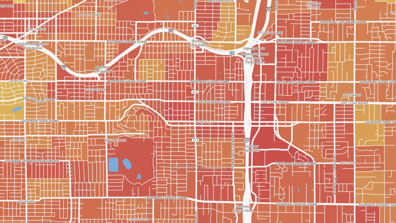 Montavilla, Portland, OR Map of Drug-Related Crime Rates