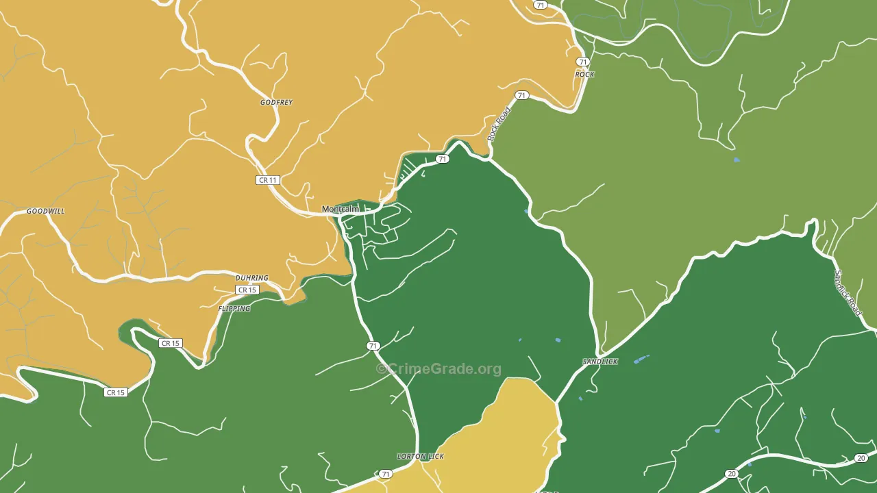 Montcalm, WV Map of Drug-Related Crime Rates