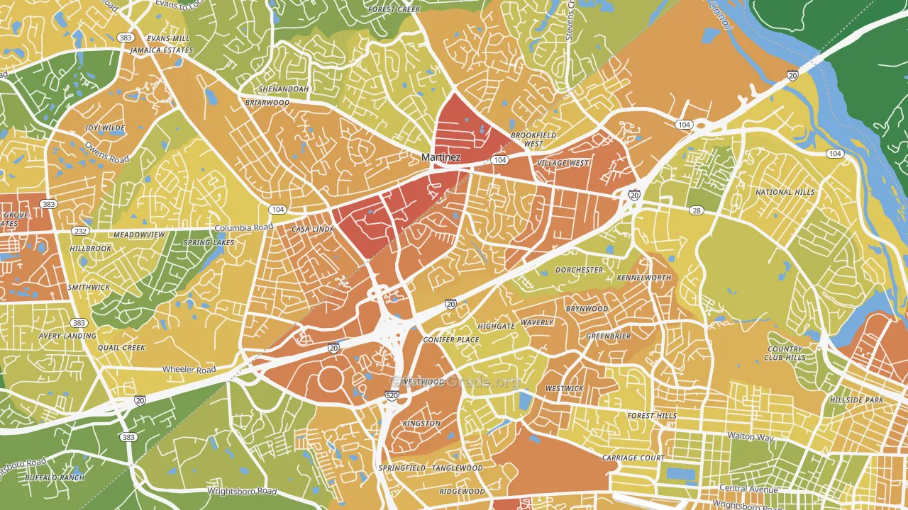 Montclair, Augusta, GA Map of Drug-Related Crime Rates