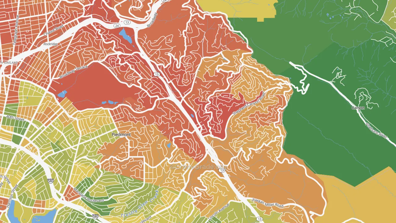 Montclair, Oakland, CA Map of Drug-Related Crime Rates