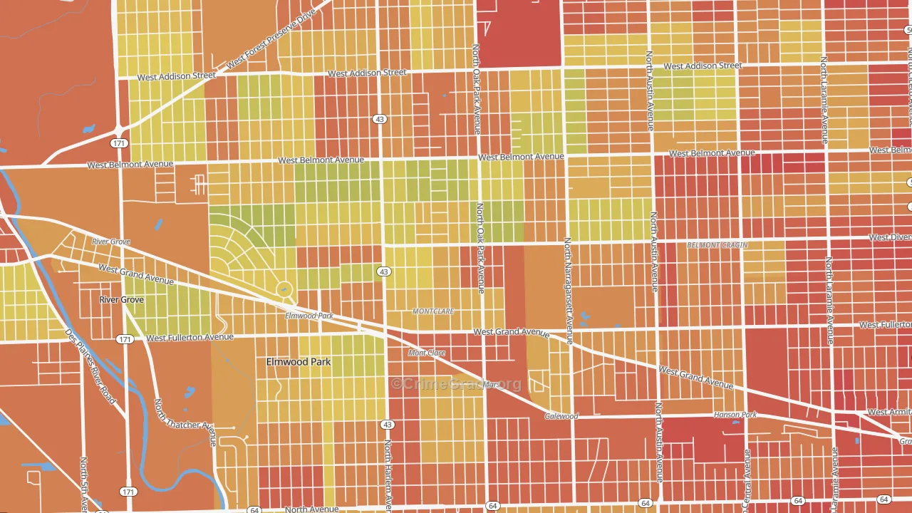 Montclare, Elmwood Park, IL Map of Drug-Related Crime Rates