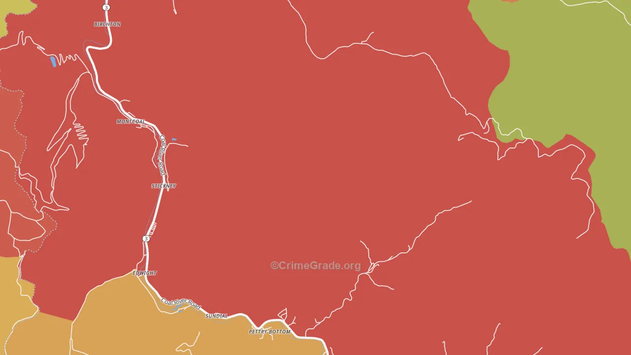 Montcoal, WV Map of Drug-Related Crime Rates