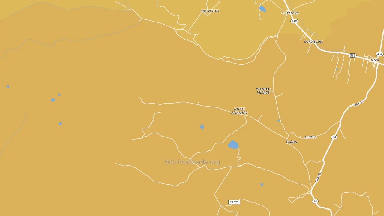 Monte Aplanado, NM Map of Drug-Related Crime Rates