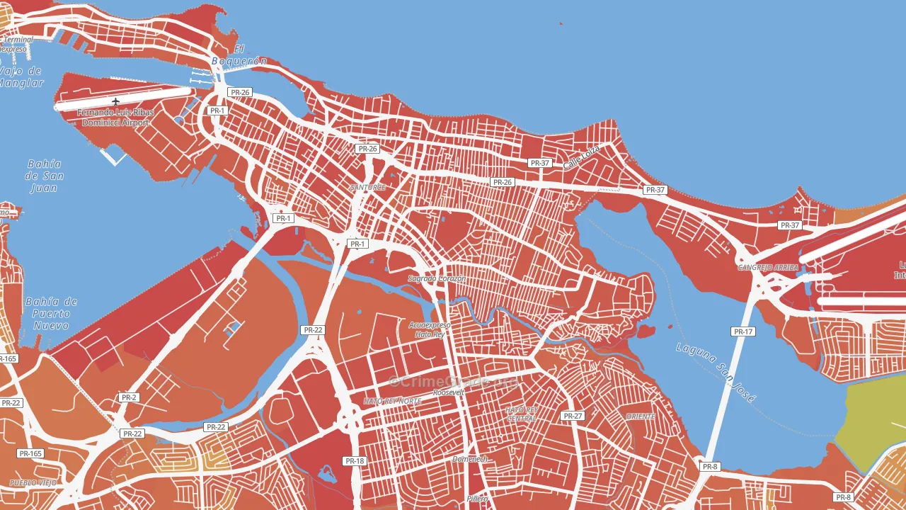 Monte Flores, San Juan, PR Map of Drug-Related Crime Rates