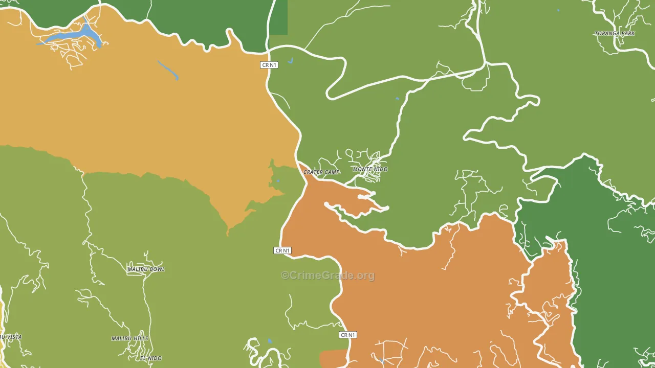 Monte Nido, CA Map of Drug-Related Crime Rates