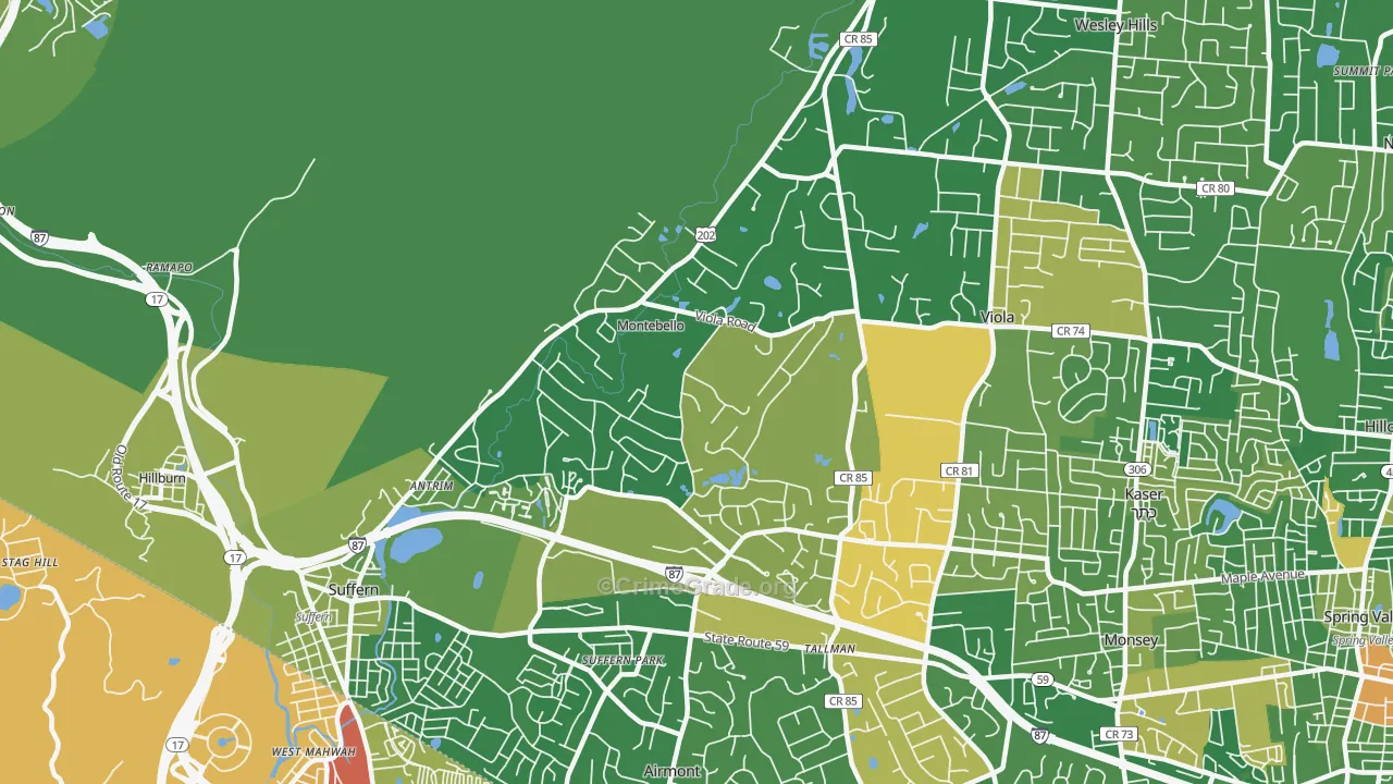 Montebello, NY Map of Drug-Related Crime Rates