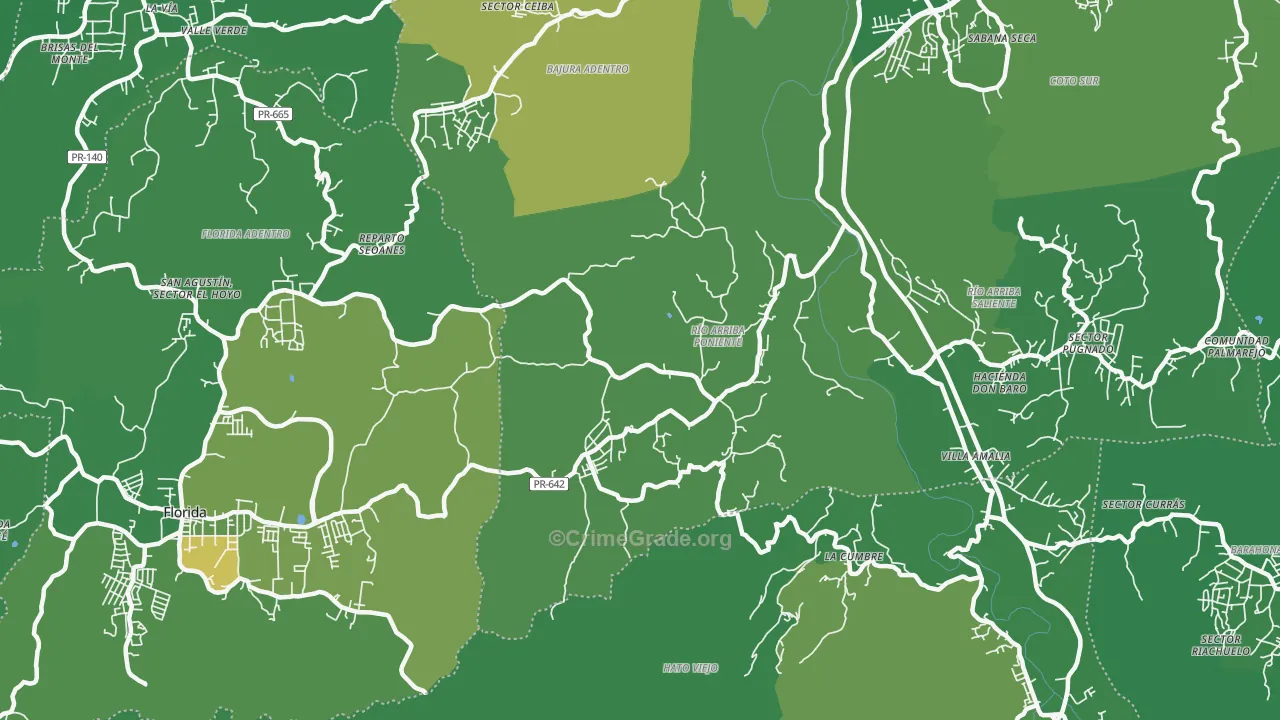 Montebello, PR Map of Drug-Related Crime Rates