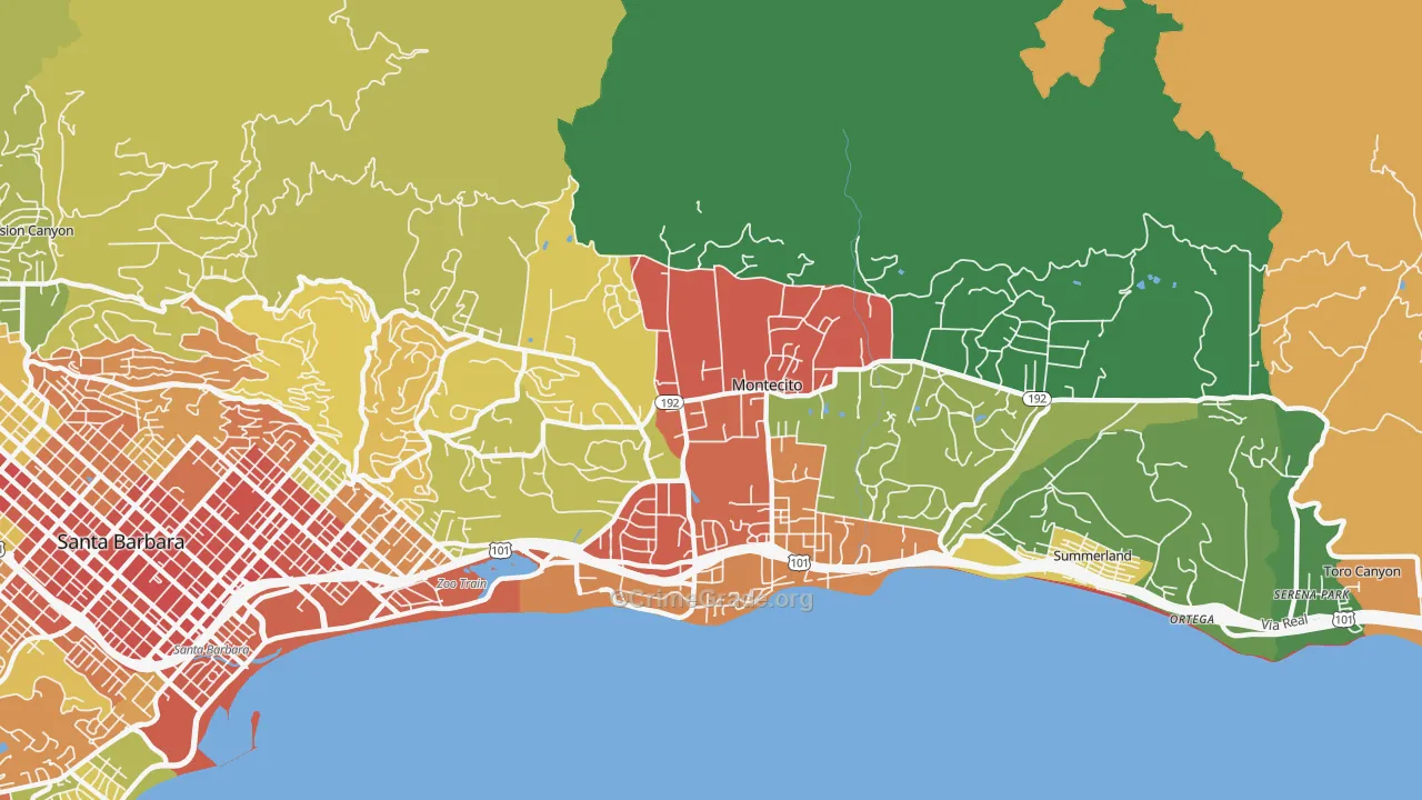 Montecito, CA Map of Drug-Related Crime Rates