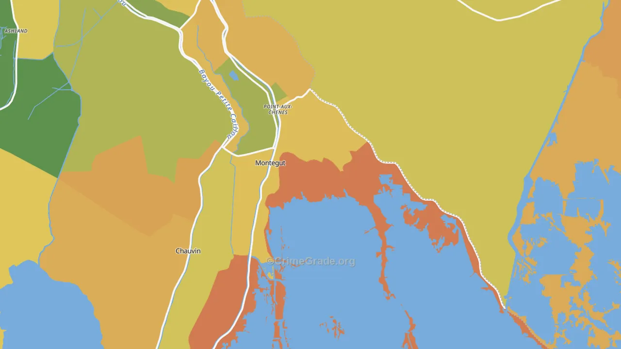 Montegut, LA Map of Drug-Related Crime Rates