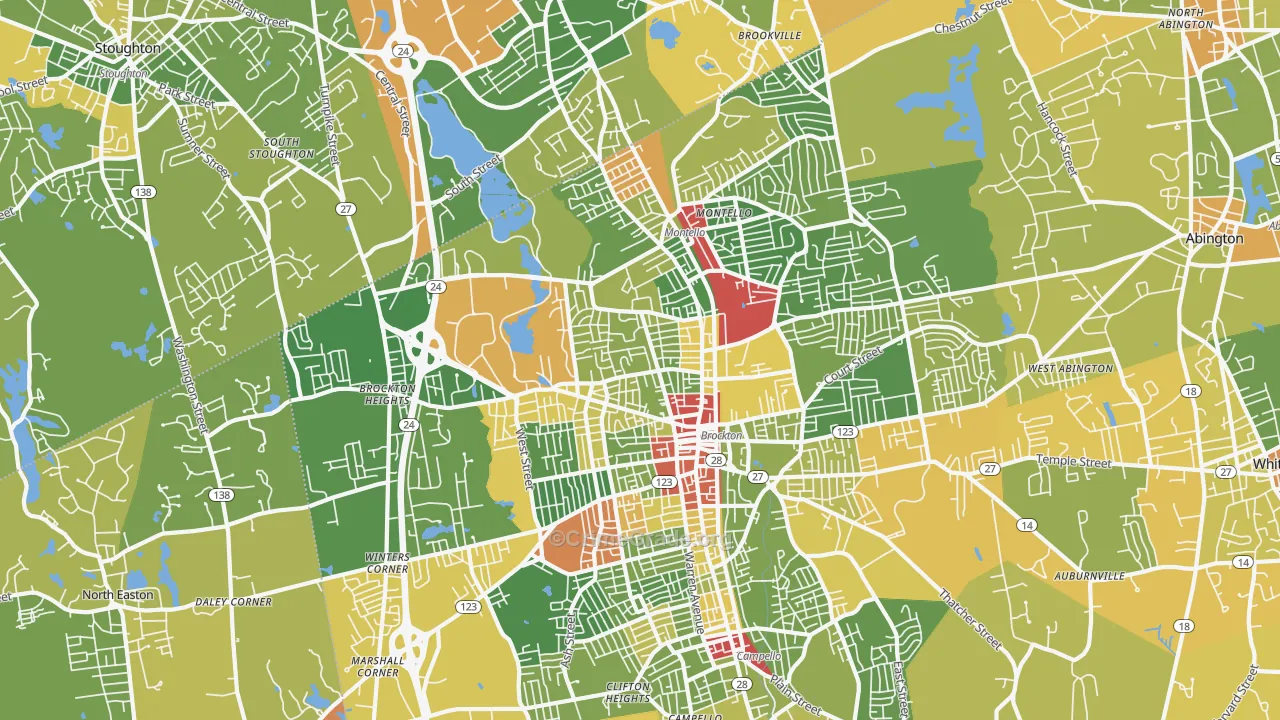 Montello, Brockton, MA Map of Drug-Related Crime Rates