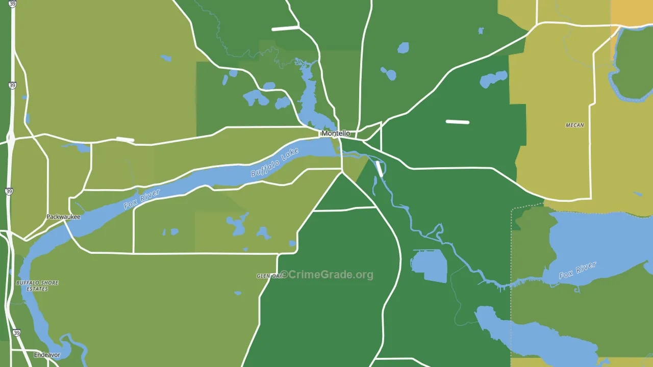 Montello, WI Map of Drug-Related Crime Rates