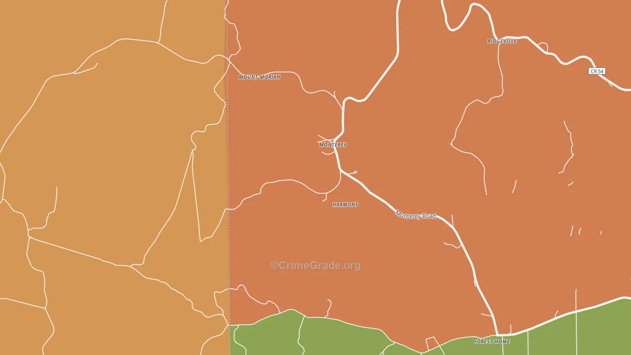 Monterey, AL Map of Drug-Related Crime Rates