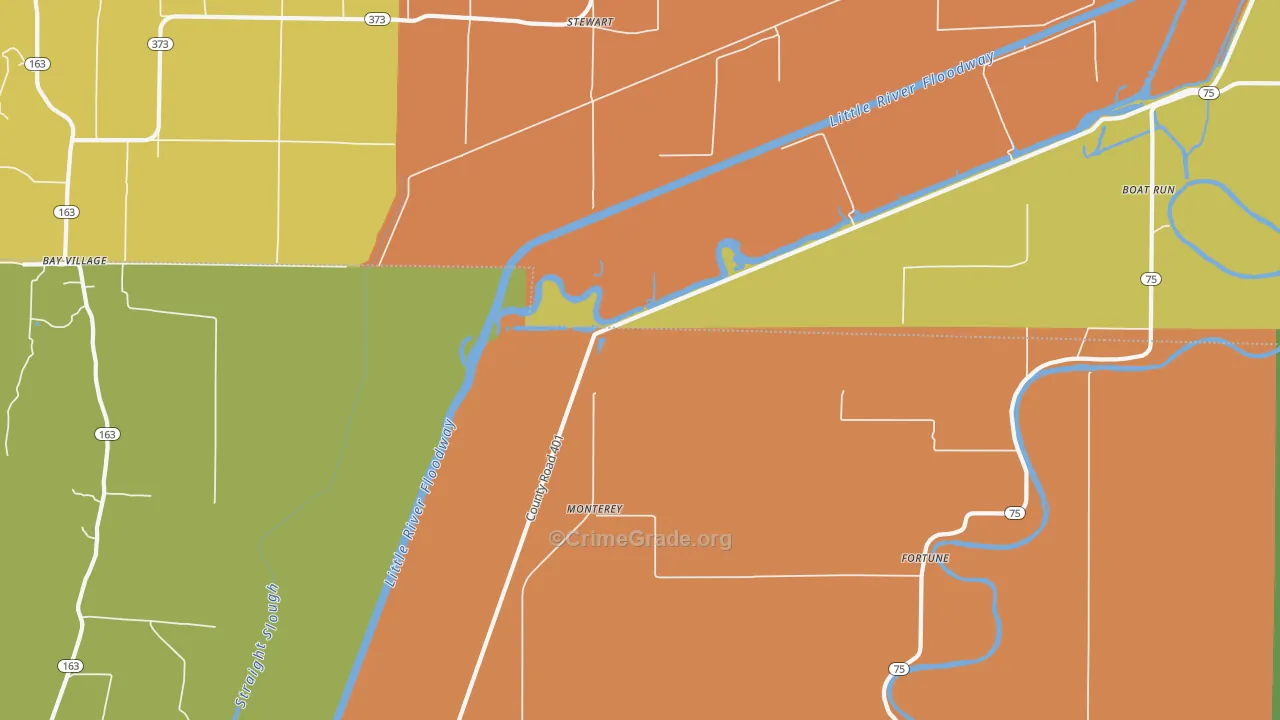 Monterey, AR Map of Drug-Related Crime Rates