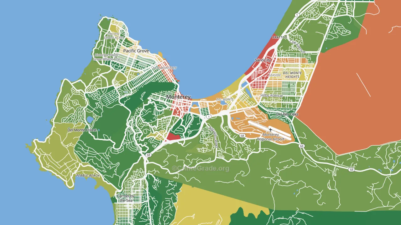 Monterey, CA Map of Drug-Related Crime Rates
