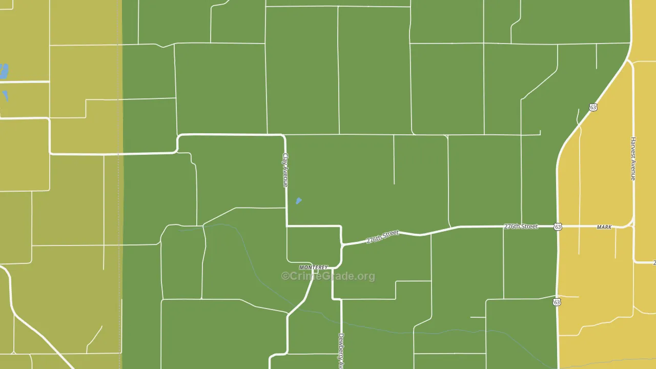 Monterey, IA Map of Drug-Related Crime Rates
