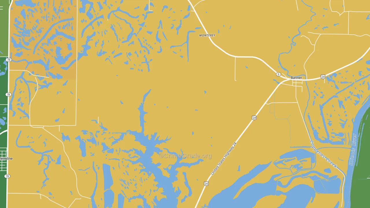 Monterey, IL Map of Drug-Related Crime Rates